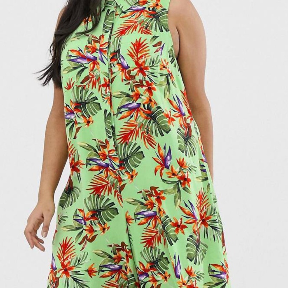 Button down tropical jumpsuit ASOS CURVE *NWT*